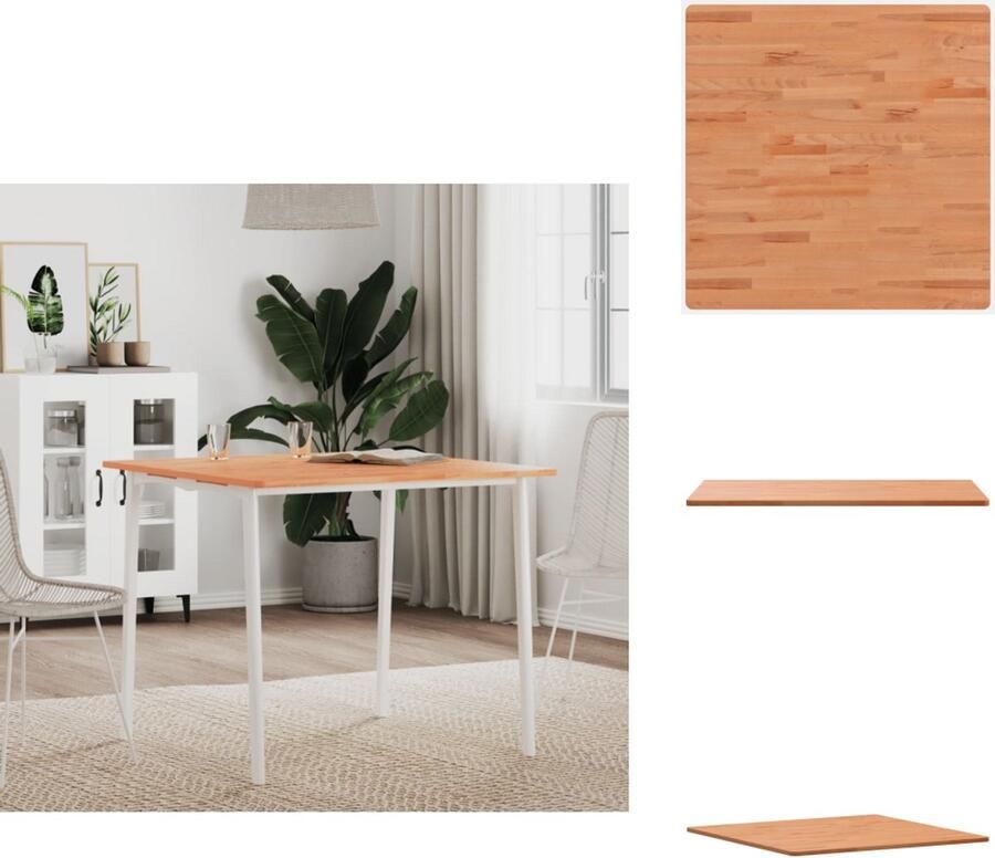 VidaXL Tafelblad Tafelbladen Vervangend Tafelblad Blad Tafelblad vierkant 80x80x1 5 cm massief beukenhout