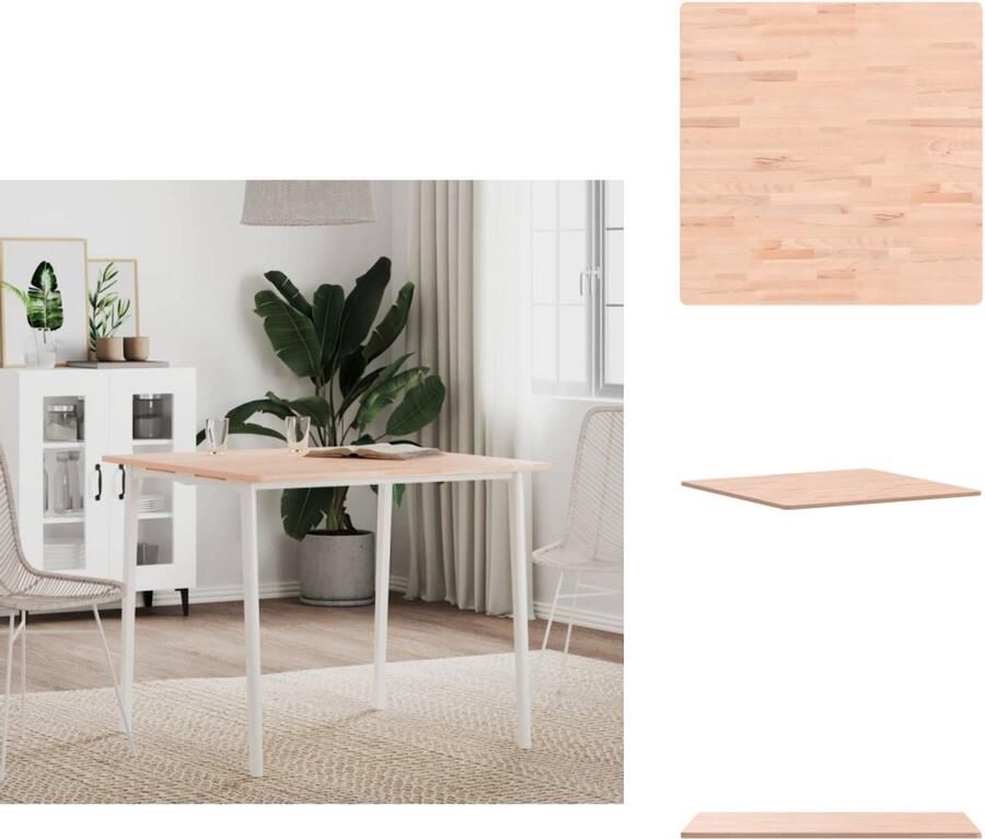 VidaXL Tafelblad Tafelbladen Vervangend Tafelblad Blad Tafelblad vierkant 80x80x1 5 cm massief beukenhout