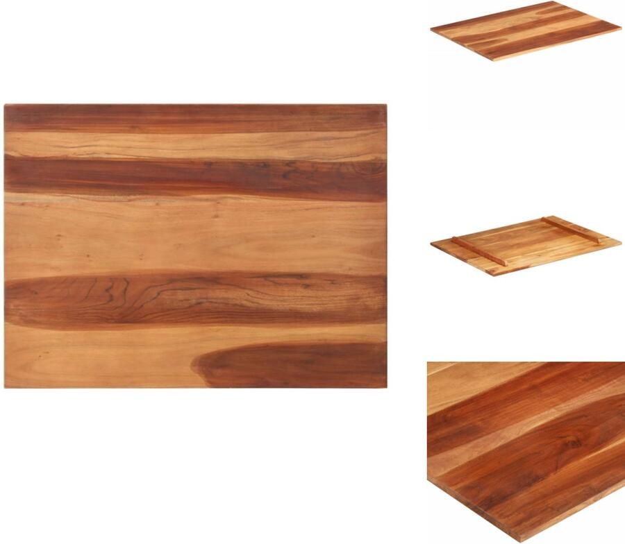 VidaXL Tafelblad Tafelbladen Vervangend Tafelblad Meubelpaneel Tafelblad 15-16 mm 60x80 cm massief acaciahout - Foto 2