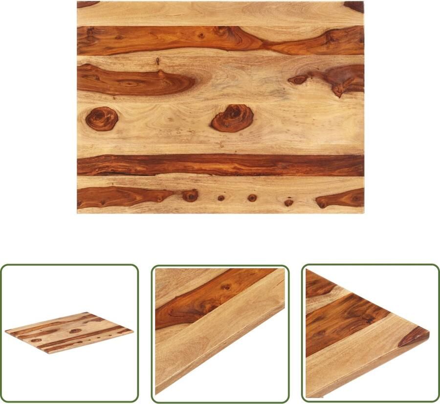 The Living Store Tafelblad 15-16 mm 70x80 cm massief acaciahout Tafelblad Acacia Hout Salontafel Eettafel Vintage Tafel - Foto 2