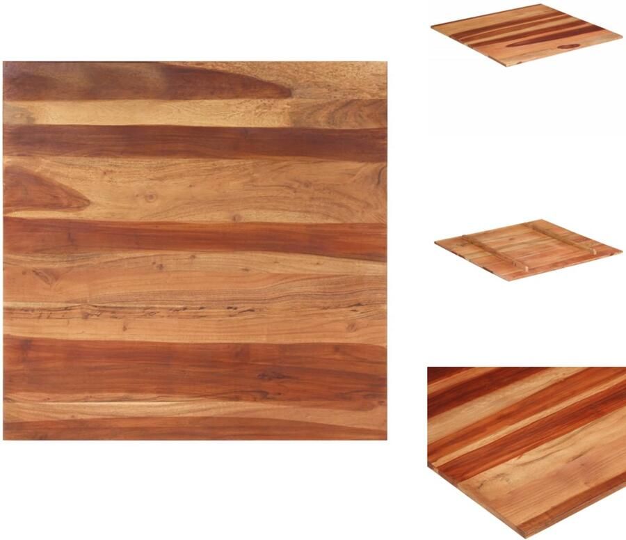 The Living Store Tafelblad Sheeshamhout 80 x 80 cm Rustieke charme Uniek Massief sheeshamhout Tafeltblad Acacia Hout Vintage Tafel Landelijke Tafel Eethoek Set - Foto 4