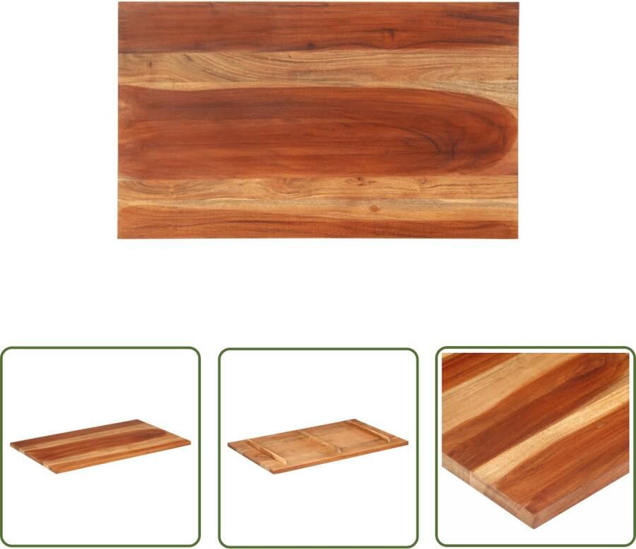 The Living Store Sheeshamhouten tafelblad 60x100 cm Rustieke charme Massief hout Tafelblad Acacia Hout Landelijke Stijl Vintage Tafel Rustic Decor - Foto 2