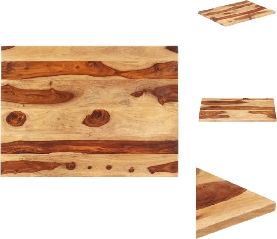 The Living Store Sheeshamhouten Tafelblad 60 x 80 cm Rustieke Charme Massief hout Uniek Tafelblad Acacia Hout Landelijke Stijl Vintage Tafelblad Salontafel - Foto 3