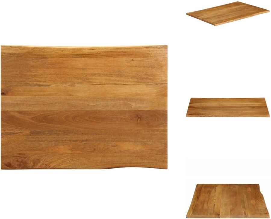 VidaXL Tafelblad Tafelbladen Vervangend Tafelblad Meubelpaneel Tafelblad met natuurlijke rand 90x80x2 5 cm massief mangohout