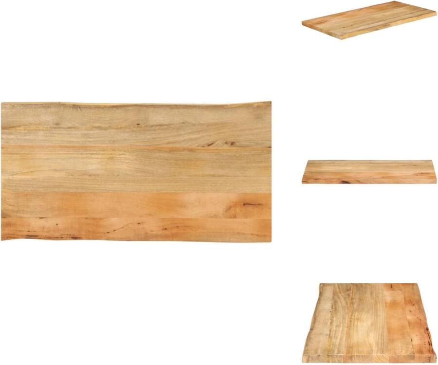 VidaXL Tafelblad Tafelbladen Vervangend Tafelblad Meubelpaneel Tafelblad met natuurlijke rand 100x60x3 8 cm massief mangohout