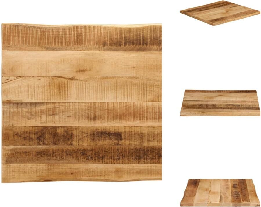 VidaXL Tafelblad Tafelbladen Vervangend Tafelblad Meubelpaneel Tafelblad met natuurlijke rand 60x60x3 8 cm massief mangohout