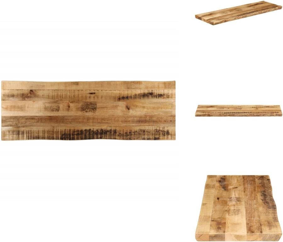 VidaXL Tafelblad Tafelbladen Vervangend Tafelblad Meubelpaneel Tafelblad met natuurlijke rand 140x40x3 8 cm massief mangohout