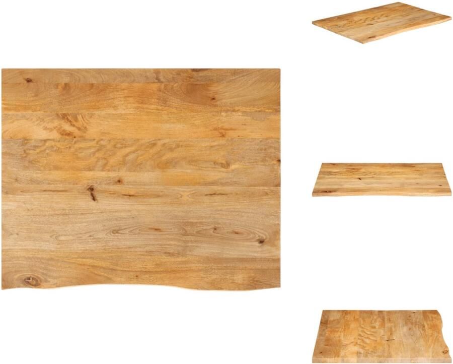 VidaXL Tafelblad Tafelbladen Vervangend Tafelblad Meubelpaneel Tafelblad met natuurlijke rand 110x80x2 5 cm massief mangohout