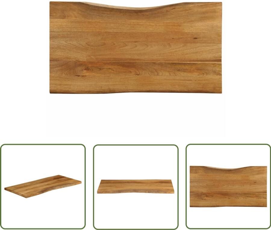 The Living Store Massief Mangohout Tafelblad 110 x 60 x 2.5 cm Natuurlijke Randen Tafelblad Mangohout Tafel Accessoires Vintage Tafel Design Tafel