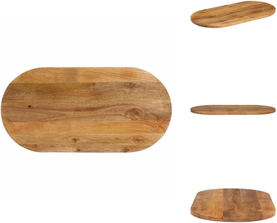 VidaXL Tafelblad Tafelbladen Vervangend Tafelblad Meubelpaneel Tafelblad ovaal 100x40x3 8 cm massief mangohout