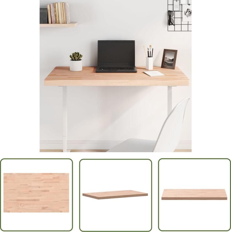 The Living Store Houten tafelblad Beukenhout 100 x 60 x 4 cm Rechthoekig Houten Tafelblad Beukenhout Tafelblad Vervangen Salontafel Bartafel - Foto 2