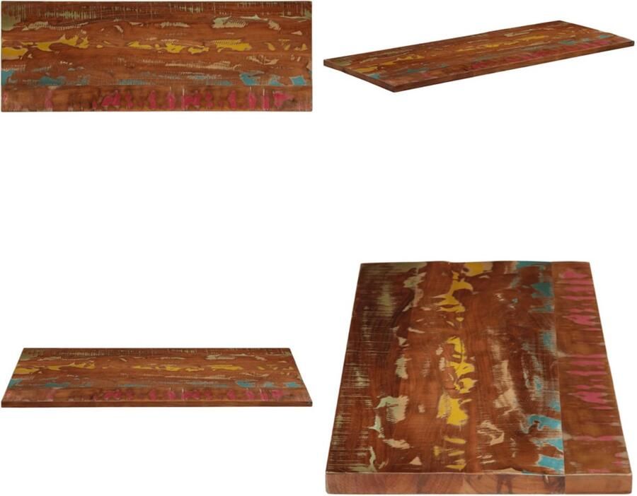 The Living Store Tafelblad rechthoekig 140x60x2 5 cm massief gerecycled hout Houten Tafelblad Vervangen Recycled Wood Furniture Vintage Tafelblad Rustic Design