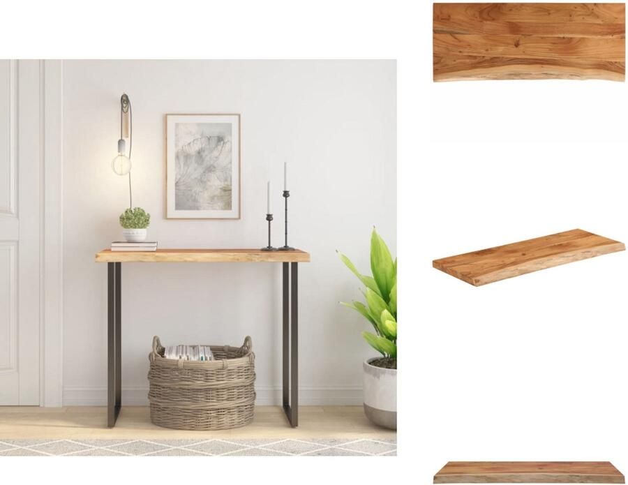 VidaXL Tafelblad Tafelbladen Vervangend Tafelblad Meubelpaneel Tafelblad rechthoekig natuurlijke rand 100x40x2 5 cm acaciahout