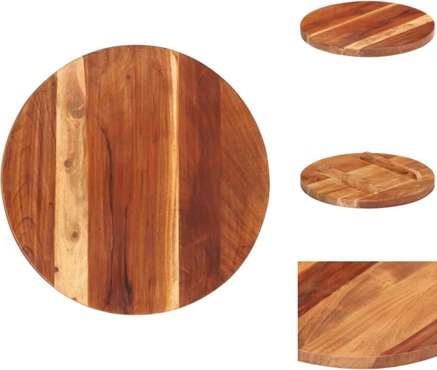 VidaXL Tafelblad Tafelbladen Vervangend Tafelblad Meubelpaneel Tafelblad rond 25-27 mm 40 cm massief acaciahout
