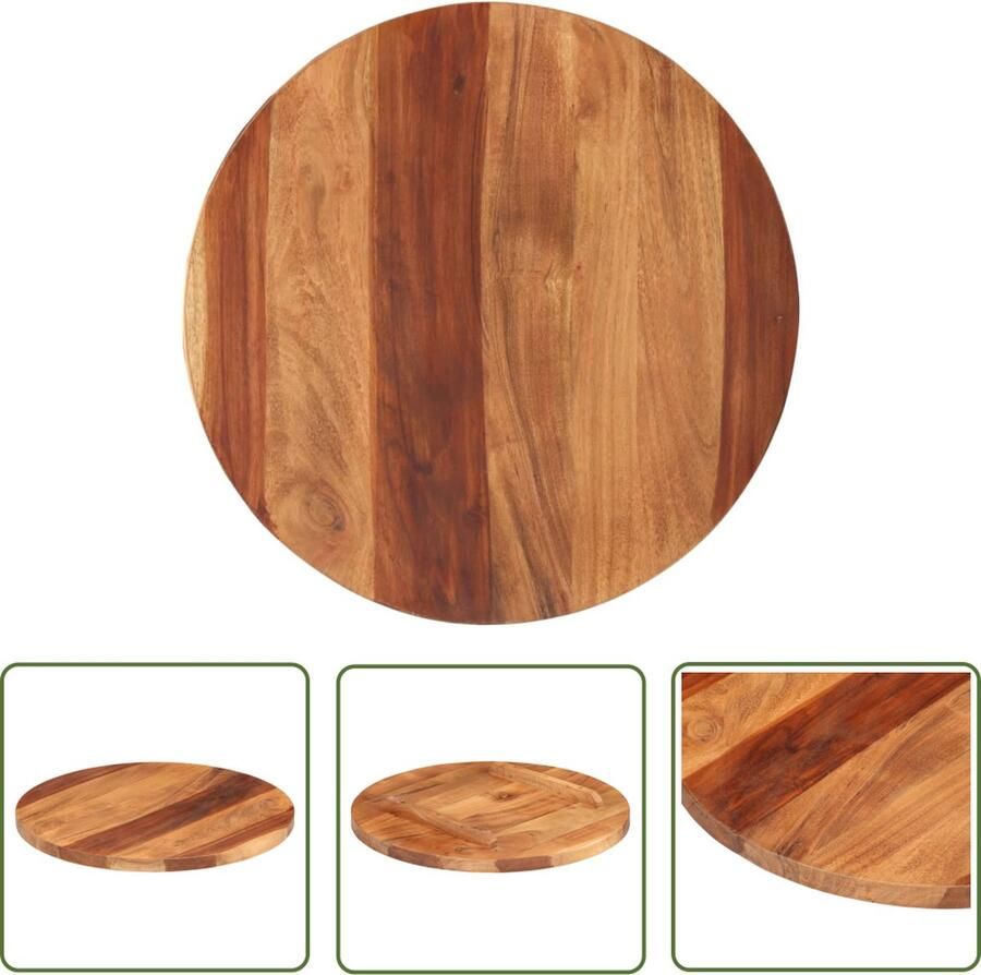 The Living Store Houten Tafelblad Sheeshamhout 80 cm diameter Rustieke charme Houten Tafelblad Acacia Hout Rond Tafelblad Vintage Tafelblad Landelijke Tafel - Foto 4