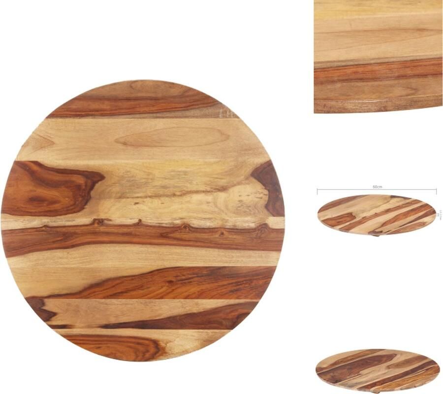 VidaXL Tafelblad Tafelbladen Vervangend Tafelblad Meubelpaneel Tafelblad rond 25-27 mm 60 cm massief acaciahout