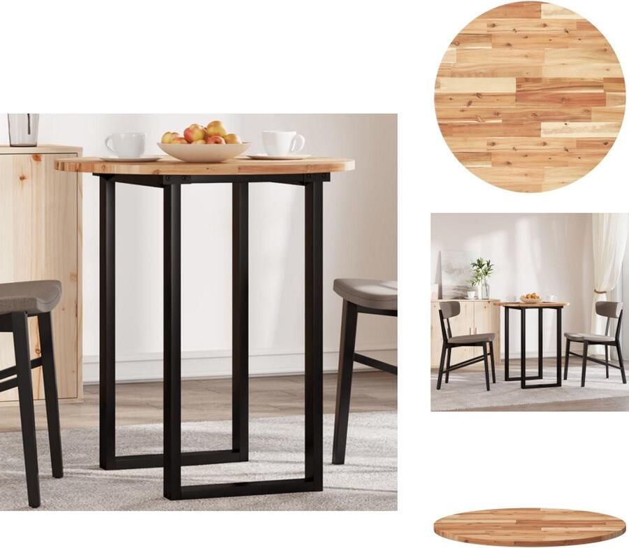 The Living Store Tafelblad rond Ø 50x2 cm massief acaciahout Houten Tafelblad Acacia Tafelblad Ronde Tafelblad Eetkamertafel Blad Salontafel Blad - Foto 3