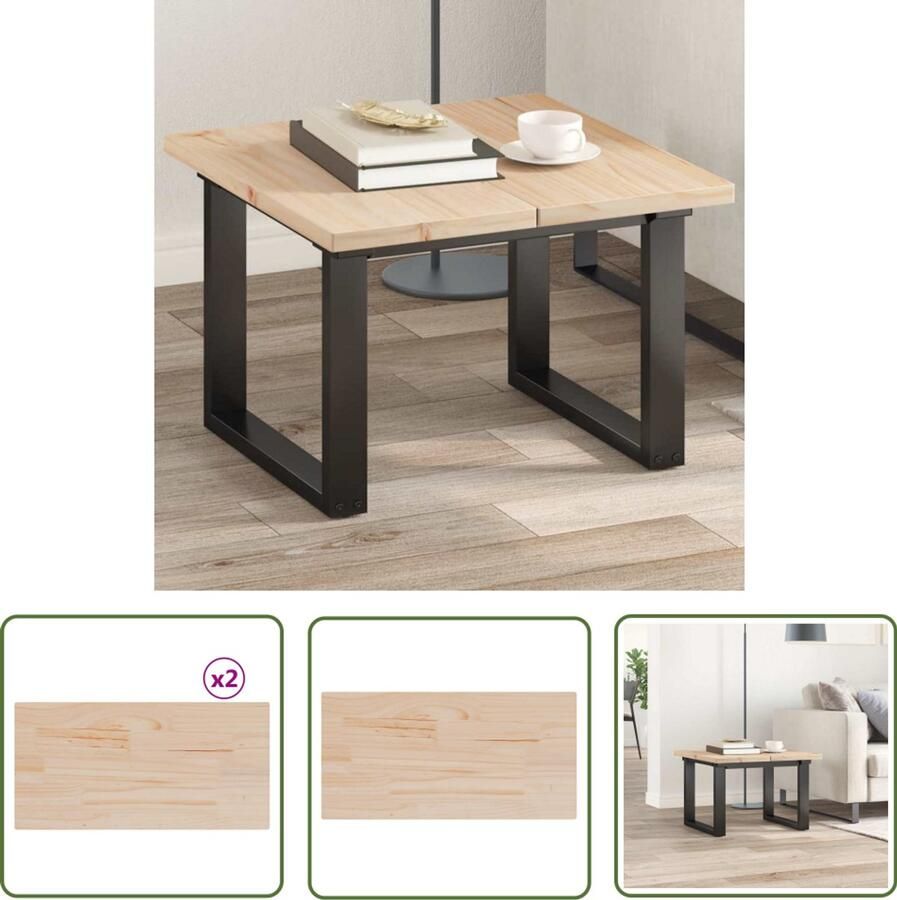 The Living Store Massief Grenenhouten Tafelbladen 60 x 60 x 2.5 cm Rustiek Ontwerp Tafelbladen Grenenhout Rustic Design Vintage Tafel Bijzet Tafels - Foto 2