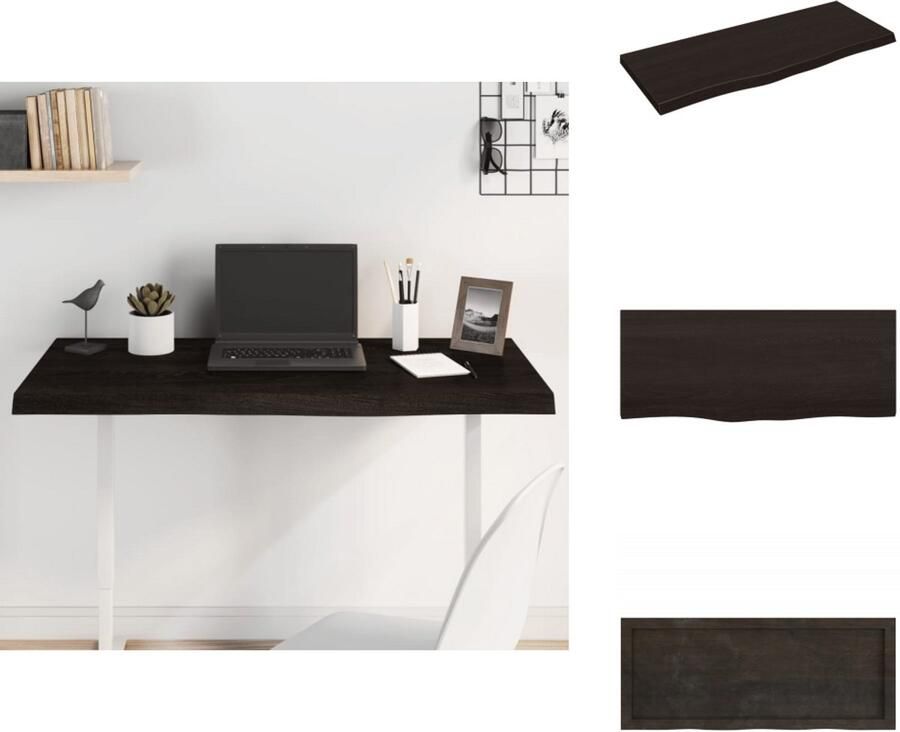 VidaXL Tafelblad Eikenhout 100x40 cm Donkerbruin Tafelblad Eikenhouten Tafelblad Massief Eikenhout Vintage Tafelblad Landelijke Tafel Salontafel Eettafel