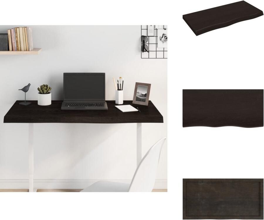 The Living Store Houten Tafelblad Massief Eikenhout 100x50x6 cm Donkergrijs Houten Tafelblad Eikenhout Tafelblad Vervangen Salontafel Eetkamertafel