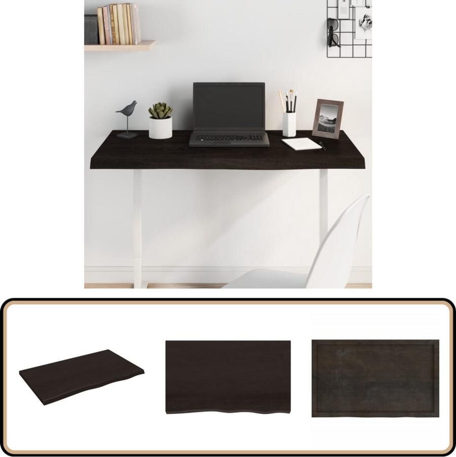 VidaXL Tafelblad Eikenhout Donkerbruin 100x60cm Eikenhouten Tafelblad Vervangen Salontafel Eetkamertafel Keukenblad Vintage Tafelblad Industrieel Tafelblad Massief Eiken
