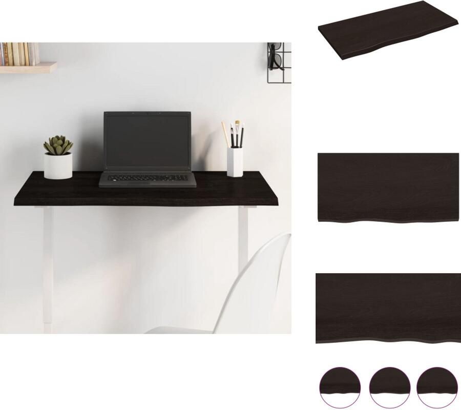 VidaXL Tafelblad Tafelbladen Vervangend Tafelblad Vervangend Houten Tafelblad 80x40x2 cm behandeld massief eikenhout donkerbruin