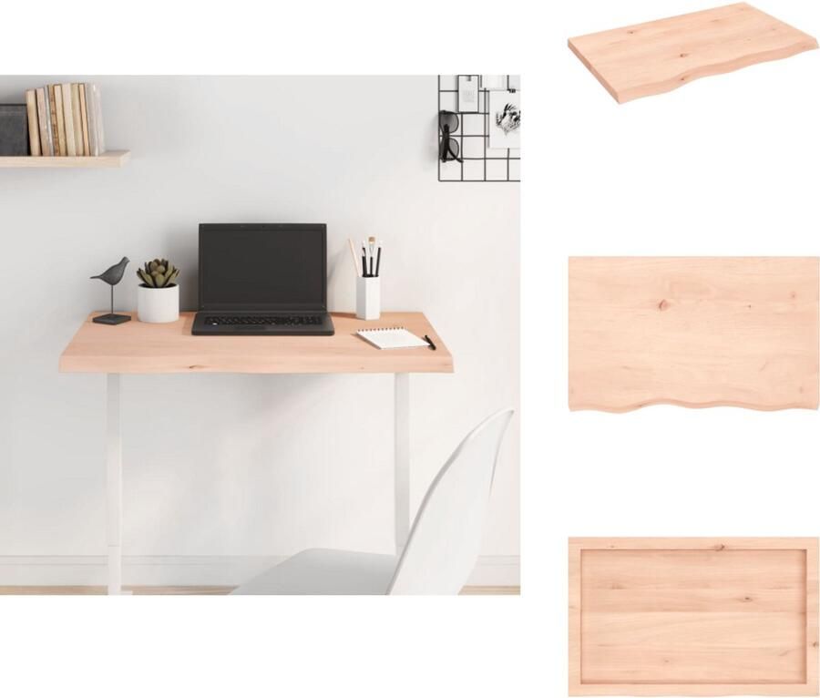 VidaXL Tafelblad Tafelbladen Vervangend Tafelblad Vervangend Houten Tafelblad 80x50x(2-4) cm onbehandeld massief eikenhout