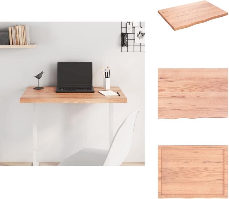 VidaXL Tafelblad Tafelbladen Vervangend Tafelblad Vervangend Houten Tafelblad 80x60x(2-4) cm behandeld massief eikenhout lichtbruin