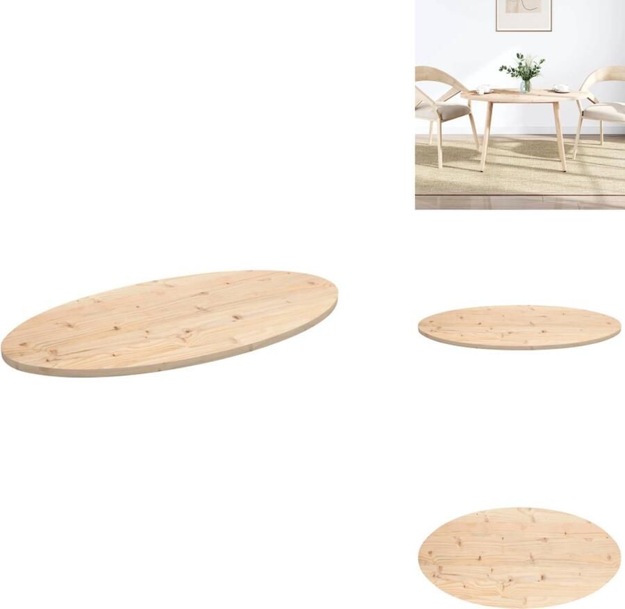 VidaXL Tafelblad Tafelbladen Vervangend Tafelblad Vervangend Houten Tafelblad ovaal 90x45x2-5 cm massief grenenhout