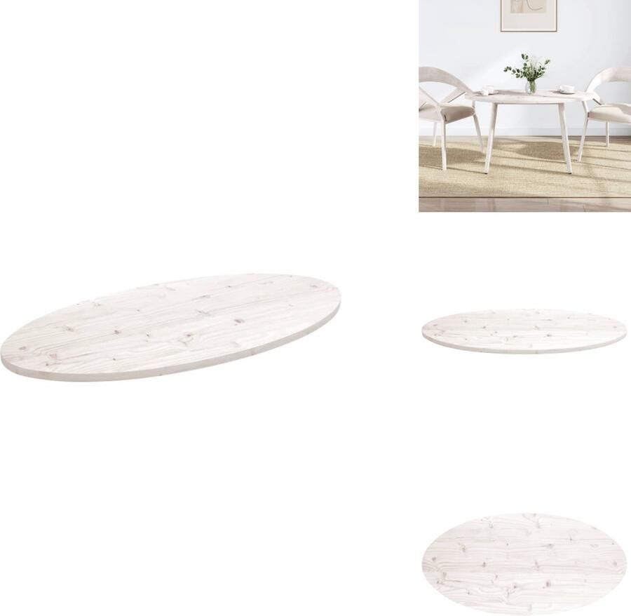VidaXL Tafelblad Tafelbladen Vervangend Tafelblad Vervangend Houten Tafelblad ovaal 90x45x2-5 cm massief grenenhout wit