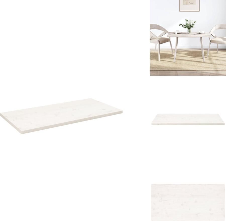 VidaXL Tafelblad Tafelbladen Vervangend Tafelblad Vervangend Houten Tafelblad rechthoekig 110x60x2 5 cm massief grenenhout wit