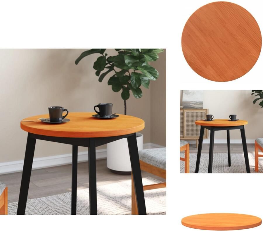 VidaXL Tafelblad Tafelbladen Vervangend Tafelblad Vervangend Houten Tafelblad rond Ø60x2 5 cm massief grenenhout wasbruin