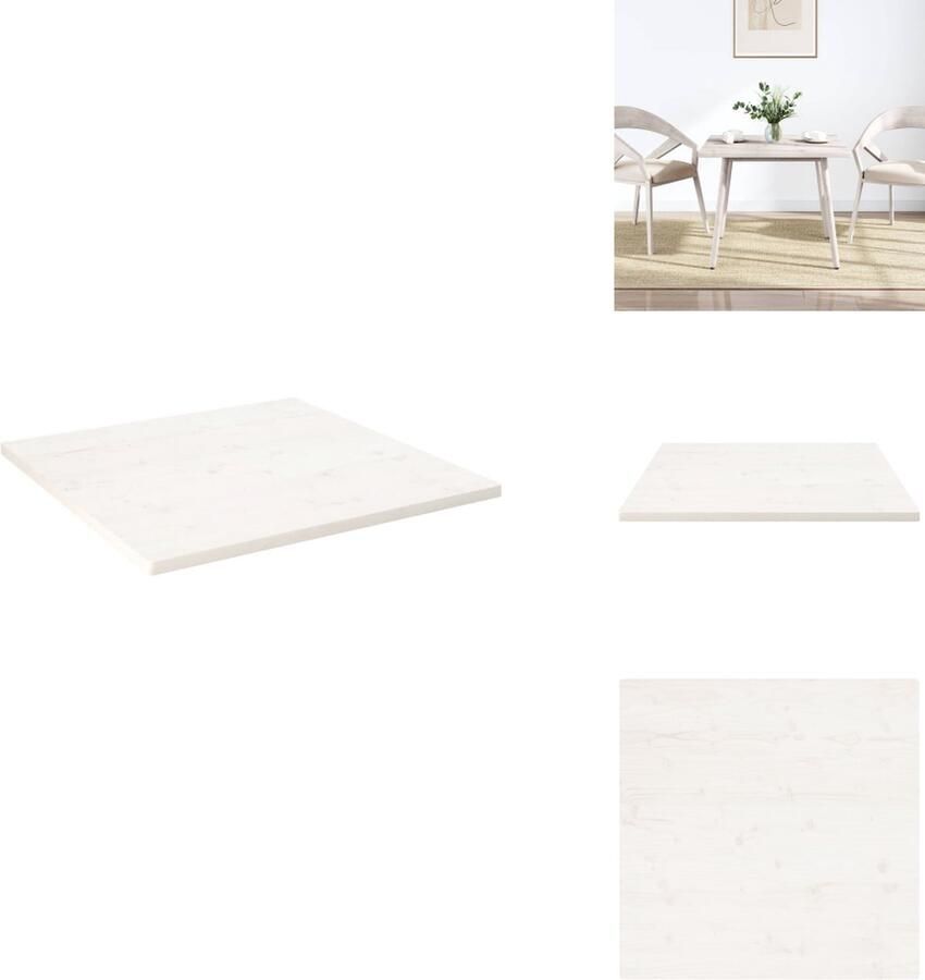 VidaXL Tafelblad Tafelbladen Vervangend Tafelblad Vervangend Houten Tafelblad vierkant 90x90x2 5 cm massief grenenhout wit
