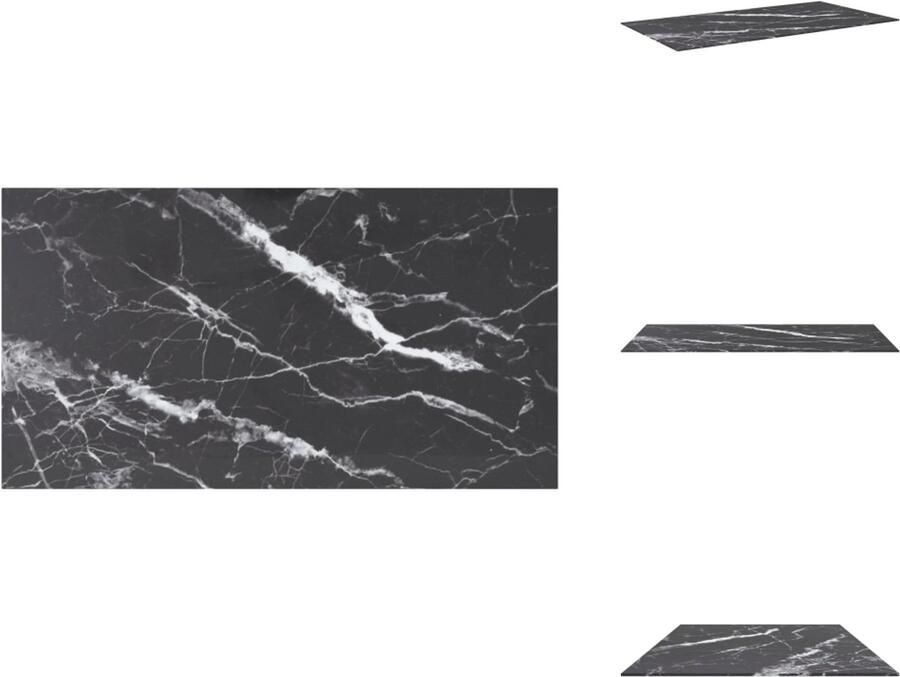 VidaXL Tafelblad Tafelbladen Vervangend Tafelblad Vervangende Tafelbladen Tafelblad 120x65 cm 8 mm gehard glas met marmeren design zwart