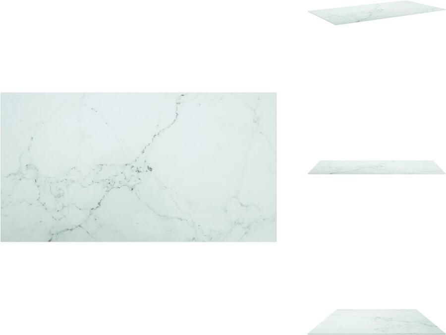 VidaXL Tafelblad Tafelbladen Vervangend Tafelblad Vervangende Tafelbladen Tafelblad 120x65 cm 8 mm gehard glas met marmeren design wit