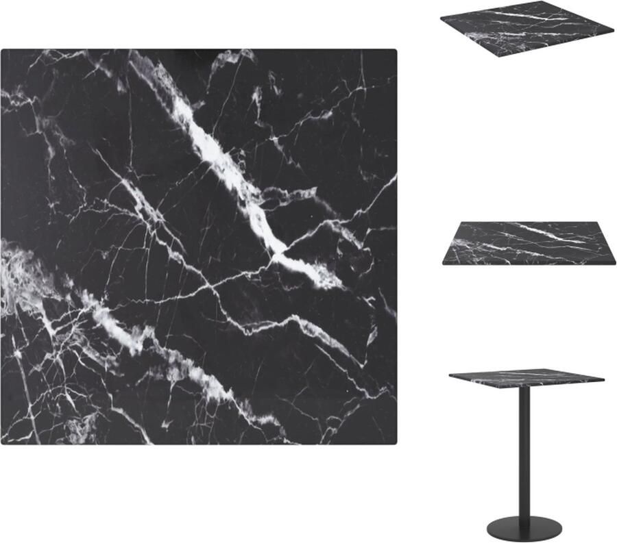 VidaXL Tafelblad Tafelbladen Vervangend Tafelblad Vervangende Tafelbladen Tafelblad 30x30 cm 6 mm gehard glas met marmeren design zwart