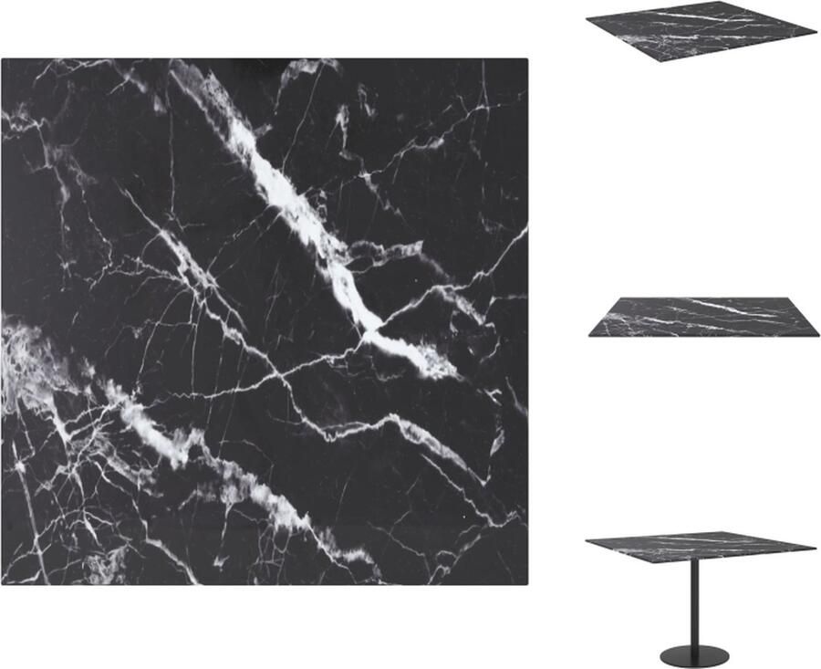 VidaXL Tafelblad Tafelbladen Vervangend Tafelblad Vervangende Tafelbladen Tafelblad 60x60 cm 6 mm gehard glas met marmeren design zwart