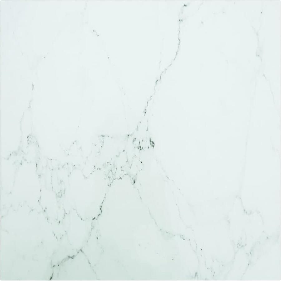 VidaXL Tafelblad Tafelbladen Vervangend Tafelblad Vervangende Tafelbladen Tafelblad 60x60 cm 6 mm gehard glas met marmeren design wit