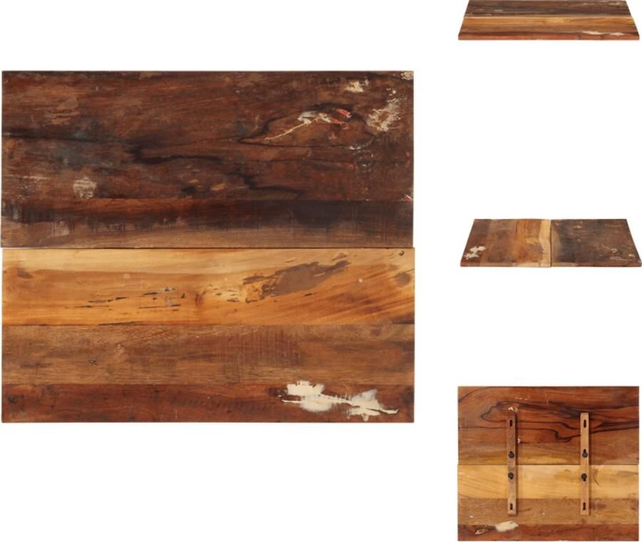 VidaXL Tafelblad Tafelbladen Vervangende Tafelblad Vervangende Tafelbladen Tafelblad rechthoekig 15-16 mm 60x70 cm massief gerecycled hout