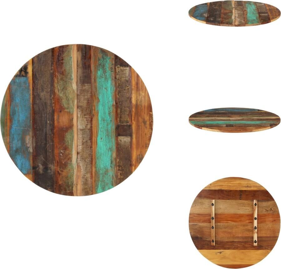 VidaXL Tafelblad Tafelbladen Vervangende Tafelblad Vervangende Tafelbladen Tafelblad rond 15-16 mm 80 cm massief gerecycled hout