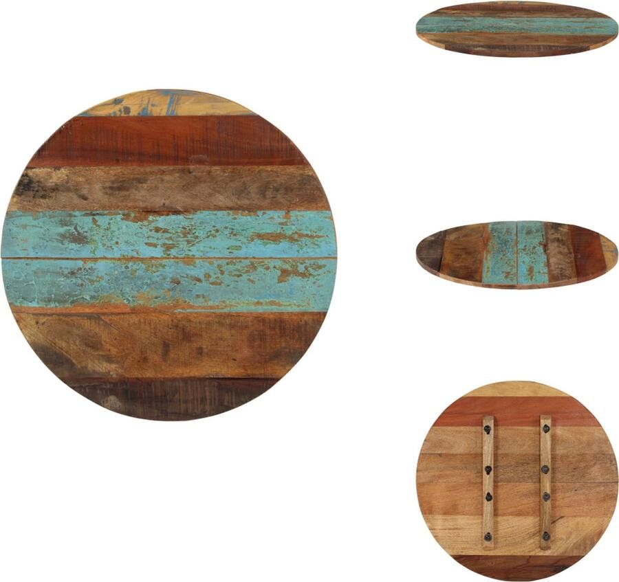 VidaXL Tafelblad Tafelbladen Vervangende Tafelblad Vervangende Tafelbladen Tafelblad rond 15-16 mm 60 cm massief gerecycled hout