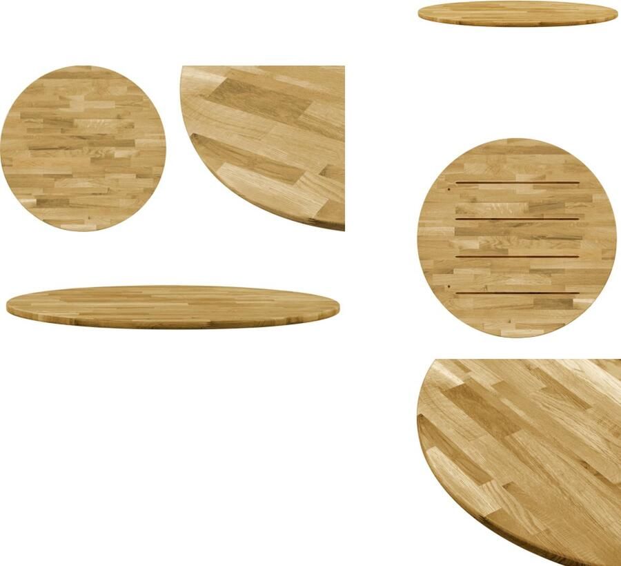 VidaXL Tafelblad Tafelbladen Vervangende Tafelblad Vervangende Tafelbladen Tafelblad rond 23 mm 700 mm massief eikenhout