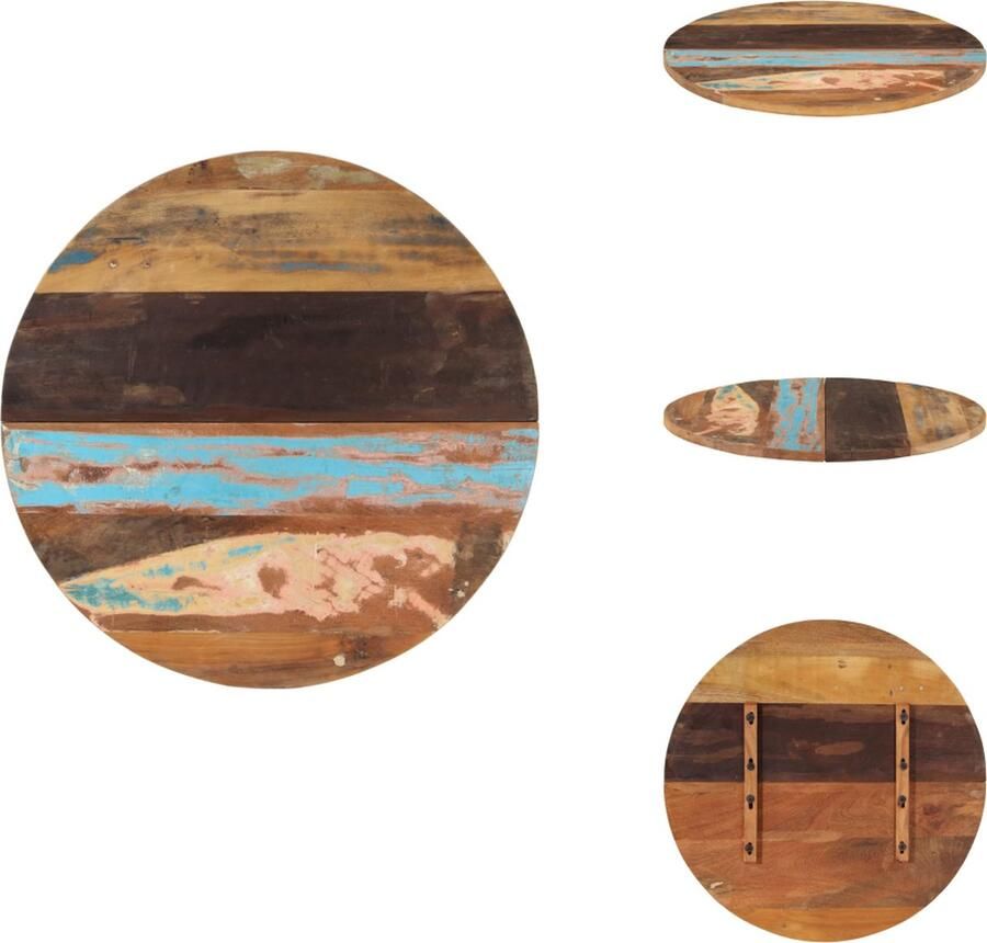 VidaXL Tafelblad Tafelbladen Vervangende Tafelblad Vervangende Tafelbladen Tafelblad rond 25-27 mm 80 cm massief gerecycled hout