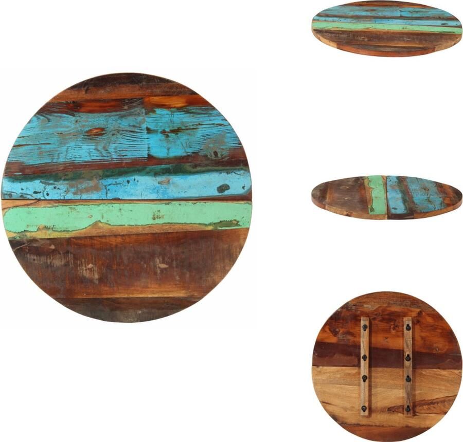 VidaXL Tafelblad Tafelbladen Vervangende Tafelblad Vervangende Tafelbladen Tafelblad rond 25-27 mm 60 cm massief gerecycled hout