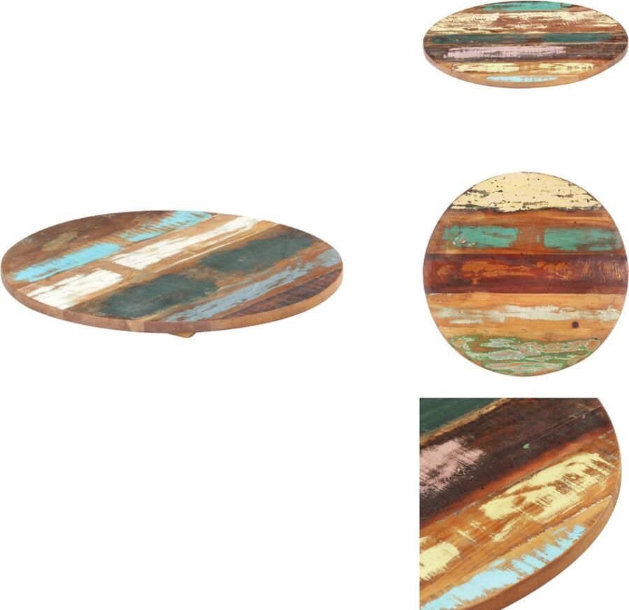 VidaXL Tafelblad Tafelbladen Vervangende Tafelblad Vervangende Tafelbladen Tafelblad rond 25-27 mm 50 cm massief gerecycled hout