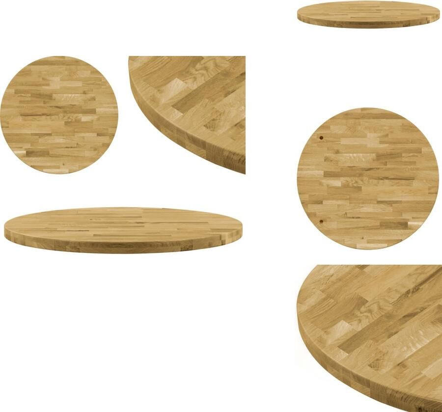 VidaXL Tafelblad Tafelbladen Vervangende Tafelblad Vervangende Tafelbladen Tafelblad rond 44 mm 400 mm massief eikenhout