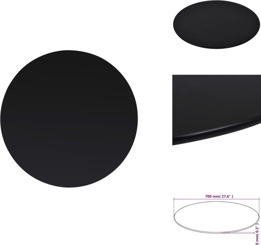 VidaXL Tafelblad Tafelbladen Vervangende Tafelblad Vervangende Tafelbladen Tafelblad van gehard glas 700 mm rond