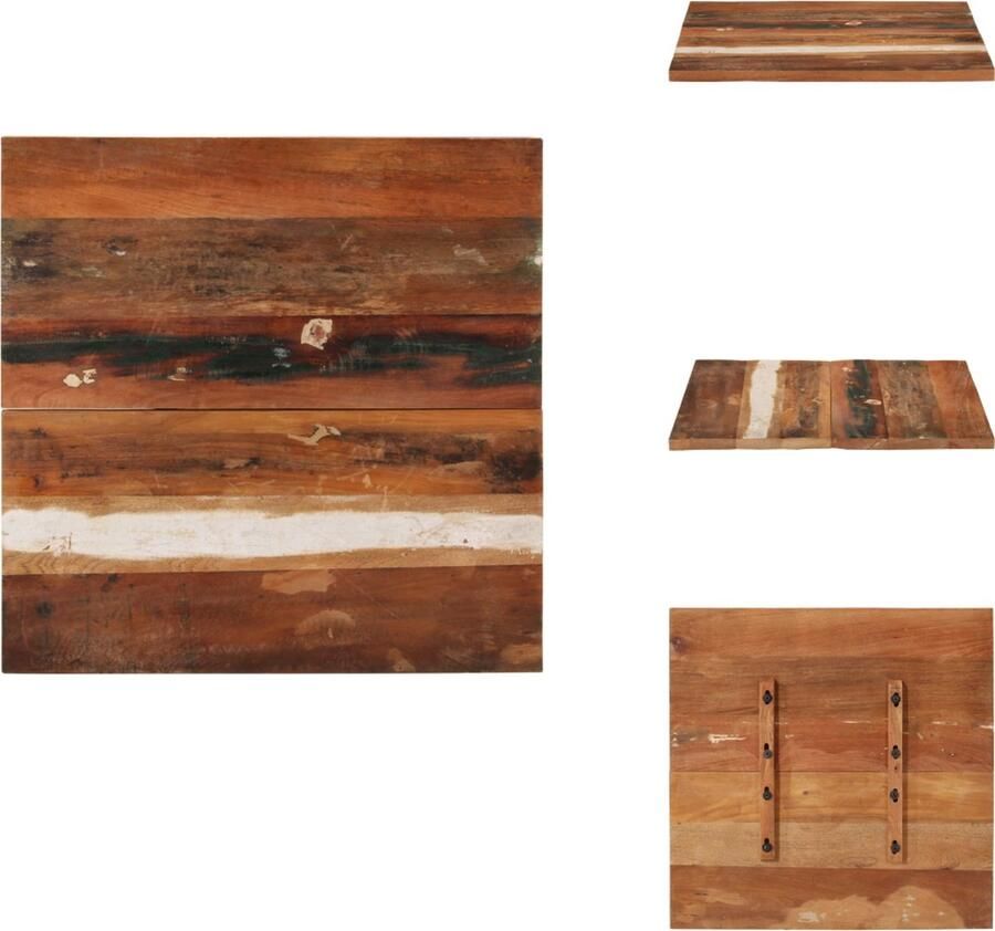 VidaXL Tafelblad Tafelbladen Vervangende Tafelblad Vervangende Tafelbladen Tafelblad vierkant 25-27 mm 70x70 cm massief gerecycled hout