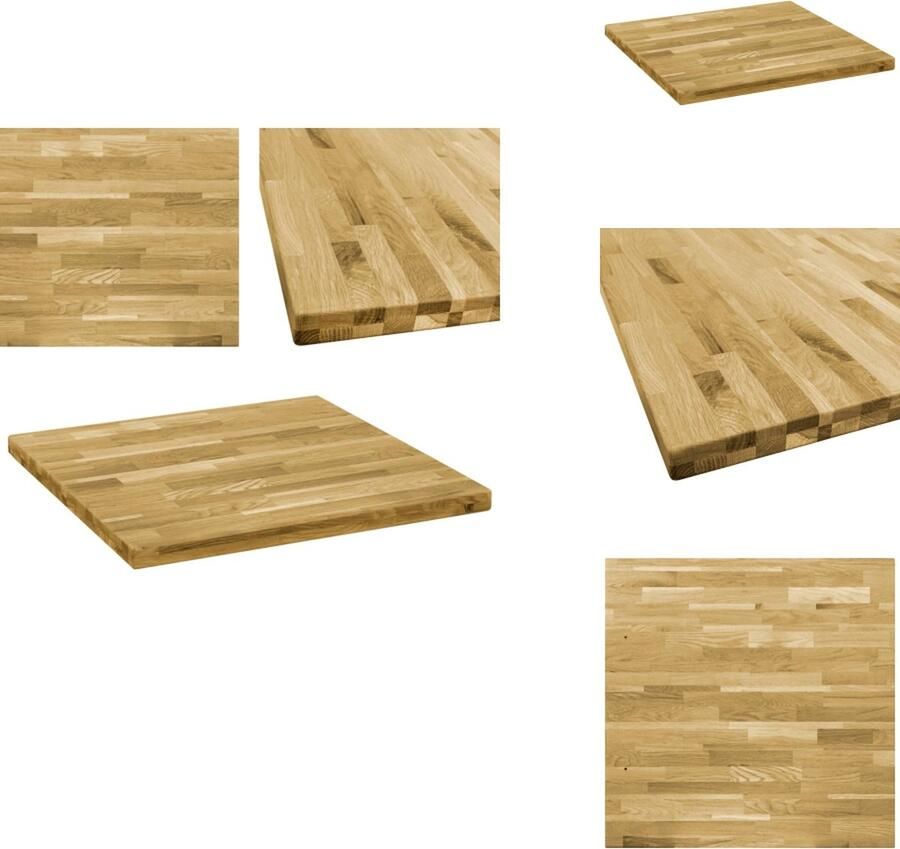 VidaXL Tafelblad Tafelbladen Vervangende Tafelblad Vervangende Tafelbladen Tafelblad vierkant 44 mm 80x80 cm massief eikenhout