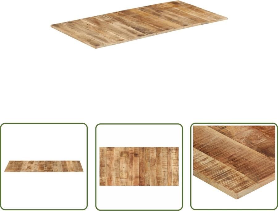 The Living Store Tafelblad 15-16 mm 120x60 cm massief mangohout Tafeltje Tafelblad Mangohout Industrieel Design Vintage Tafel - Foto 2
